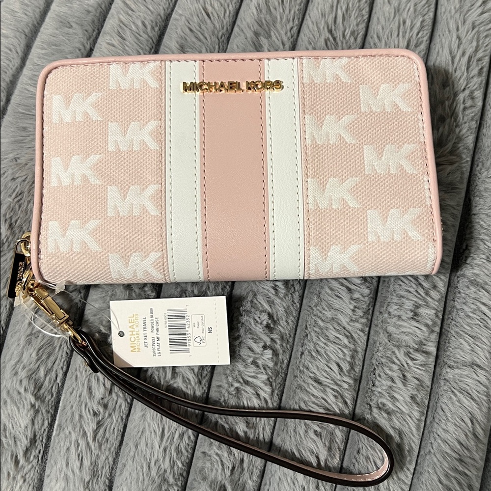 Michael Kors Blush and White Logo Wallet